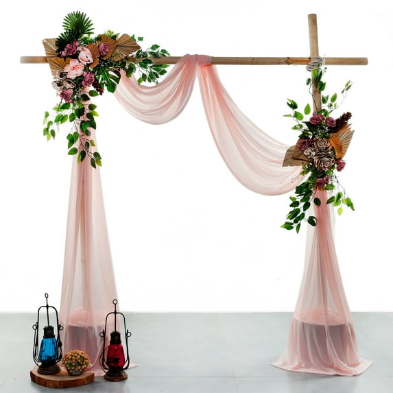 MDS pack of 1 panels (30" width x 20Ft Long) Wedding Arch Draping Fabric sheer Chiffon Fabric Drapery for Wedding Ceremony -dusty rose