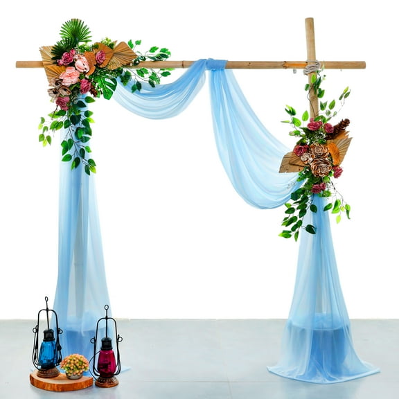 MDS pack of 1 panels (30" width x 30Ft Long) Wedding Arch Draping Fabric sheer Chiffon Fabric Drapery for Wedding Ceremony - Turquoise