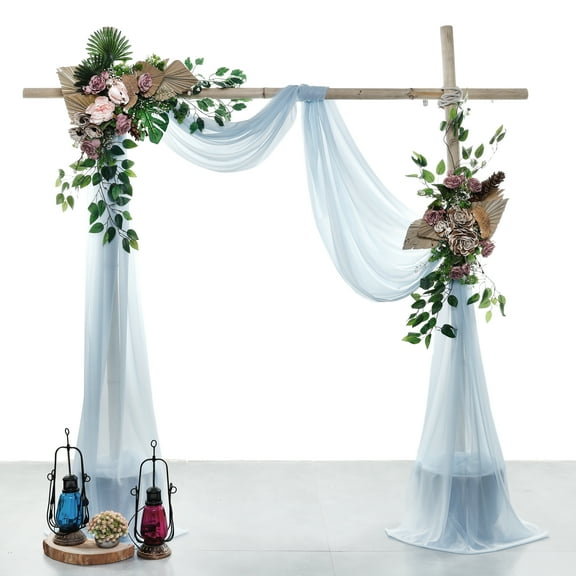 MDS pack of 1 panels (30" width x 30Ft Long) Wedding Arch Draping Fabric sheer Chiffon Fabric Drapery for Wedding Ceremony - baby Blue
