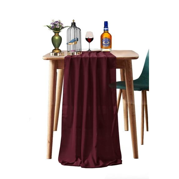 MDS pack of 10 Wedding 27 x 170 inch chiffon Table Runner for Wedding Banquet Decor for 14Ft Table Runners - Burgundy