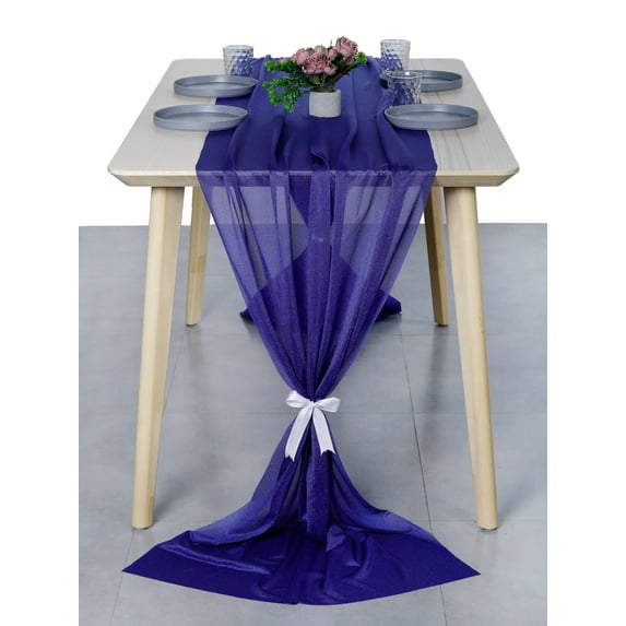 MDS pack of 20 Wedding 29 x 120 inches Sheer chiffon Table Runner for Rustic Boho Wedding Banquet Decor for 10Ft Table Runners - Royal Blue