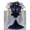thumbnail image 1 of MDS pack of 5 Wedding 29 x 170 inches Sheer chiffon Table Runner for Rustic Boho Wedding Banquet Decor for 14ft Table Runners - Navy Blue, 1 of 6