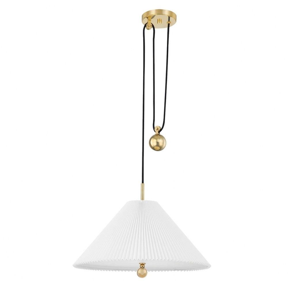 Elyna Aged Brass and Opal Glass 1-Light Indoor/Outdoor Pendant