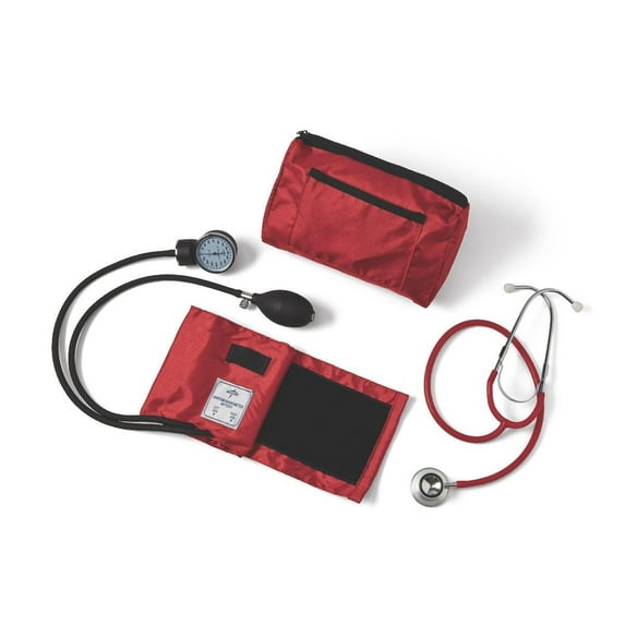MDS9136 - Compli-Mates Dual Head Aneroid Sphygmomanometer Combination Kits,Red,Adult