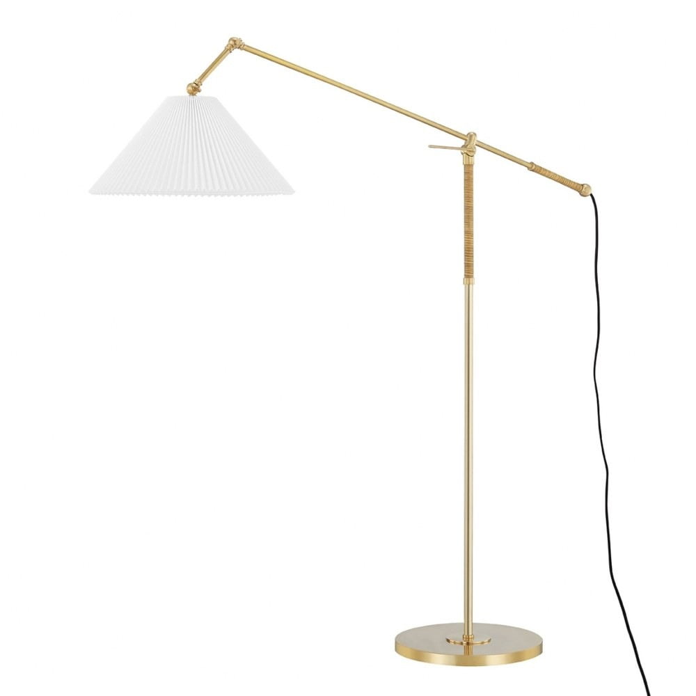 Dorset Aged Brass and Cream Linen 1-Light Adjustable Floor Lamp