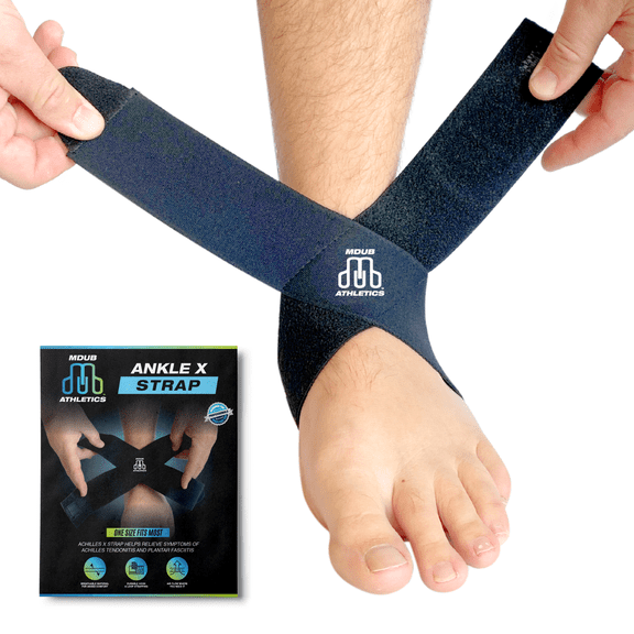 MDUB Ankle X Strap for Achilles Tendon and Planter Fasciitis Support, 1 Pack, Ankle Tendonitis Pain Relief Support Brace, Hiking, Soccer, Basketball, Running, Tennis, Volleyball & Pickleball