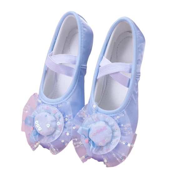 MDUKONU Ballet Shoes for Girls, Toddler Kids Satin Dance Practice Slippers Split Soft Princess Dress Shoes for Little Girls Sky Blue 10-11 Years