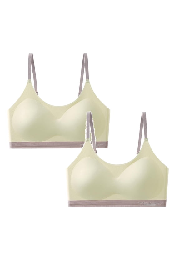 Big Girls Bras for Teen Girl Seamless Wireless Padded Juniors Training Bra 2 Pack
