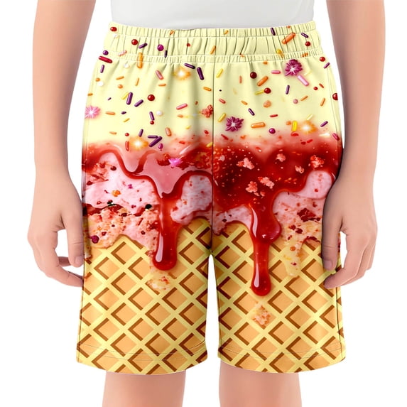 MDUKONU Boys Ice Print Swim Trunks Bathing Suit Swimsuit,Toddler Beach Board Shorts Size: 3-4 Years Light Yellow