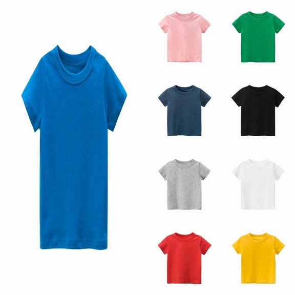 MDUKONU Boys Kids' Tees Crewneck Solid T-Shirts Boys Girls Short Sleeve Toddler Comfort Soft Toddler T-Shirt 2-9Y Size: 1 Years Blue