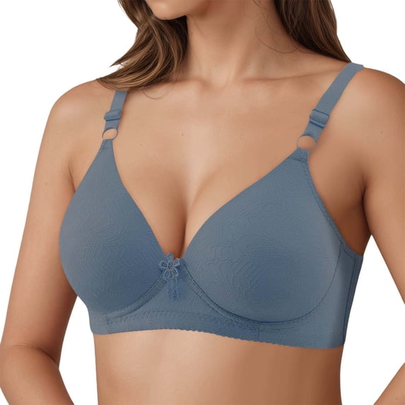 MDUKONU Bras for Older Women Front Closure Convenient Everyday Bras Mid Buttons Comfortable No Underwire Gathering Bras Size: 36 Navy