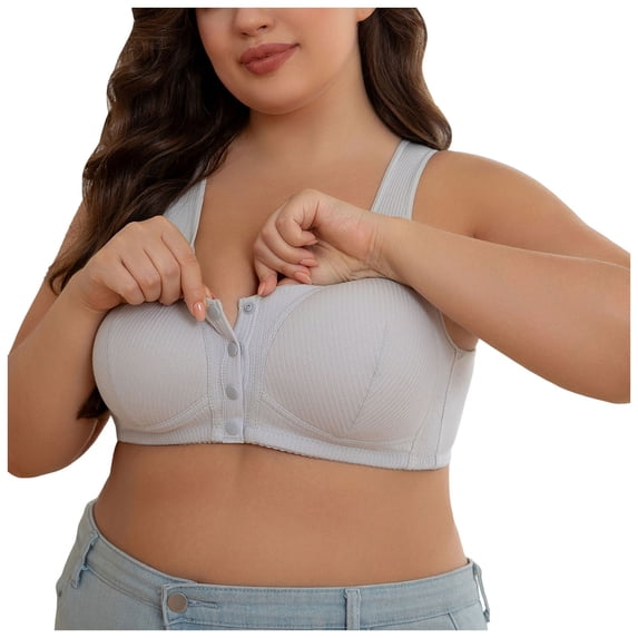 MDUKONU Bras for Women Women's Wireless Bra,Plus-Size Bras Available, Full Coverage, Smoothing Light Gray 56