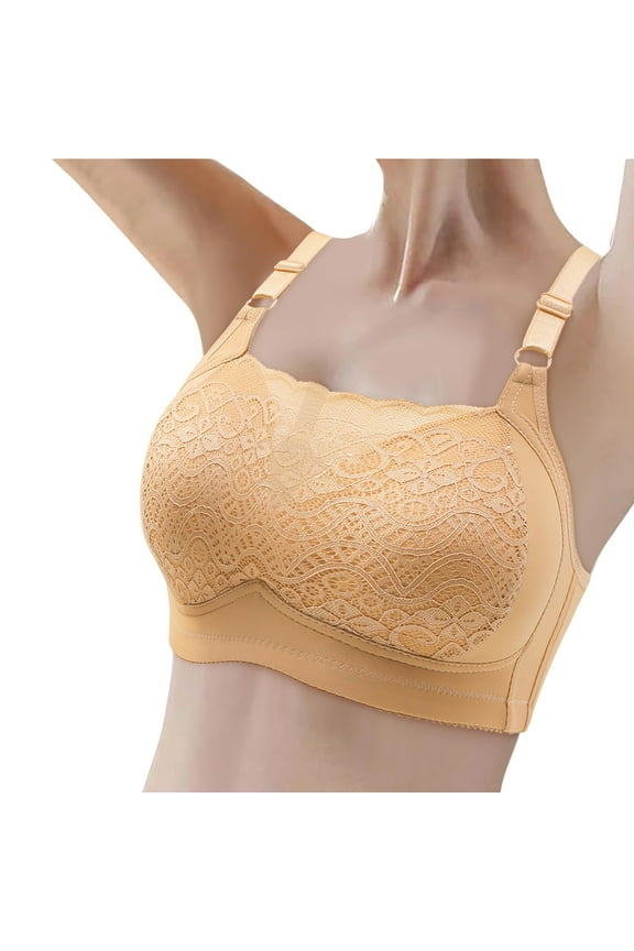 Bras for Women Womens Wireless Bra, Smooth Comfort Full Coverage Bra, Foam Cups, Convertible Bra Straps Beige 80C