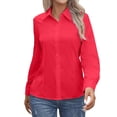 thumbnail image 1 of MDUKONU Button Down Shirts for Women Long Sleeve Dress Shirts Free Collared Work Office Solid Blouses Tops Red L, 1 of 4