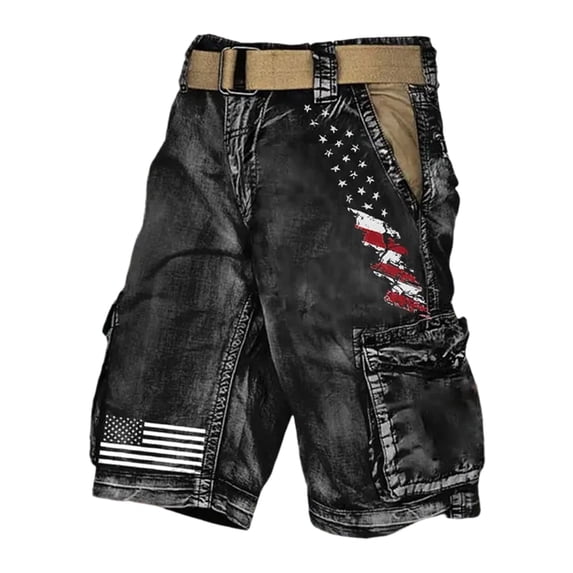 MDUKONU Cargo Shorts for Boys 250 Anniversary Shorts 4th of July Patriotic Multi Pockets Casual Cargo Shorts Size: 6-7 Years Black