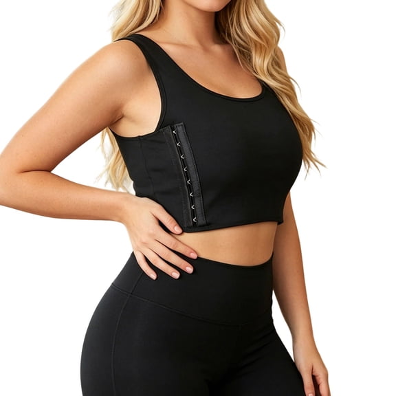 MDUKONU Chest Binder Tank Top Breathable Comfortable and Soft Slim Fit Tops Black S