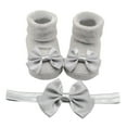 thumbnail image 1 of MDUKONU Kids Socks Soft Bottom Toddler Shoes Socks Bowkot Princess Socks Floor Socks and Bow Hairband Grey, 1 of 6