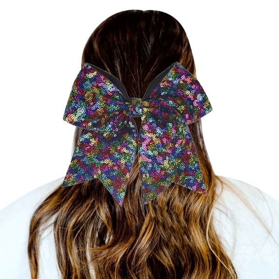 MDUKONU Large Big 7 Inch Glitter Bow Clip Sequin Bling Party Hair Accessories for Women Teens Girls Kids 1 Pcs