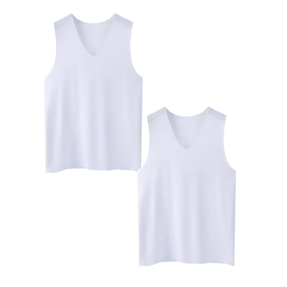 MDUKONU Men's Ice Silk Tank Top 2 Pack ,Traceless Thin Undershirts V-Neck Sleeveless A-Shirt Basic Athletic Bodybuilding Vest