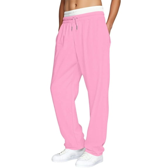 MDUKONU Men's Straight Leg Casual Pants Featuring Double Layer Waistband Comfortable Solid Joggers For Daily Wear Pink XXL