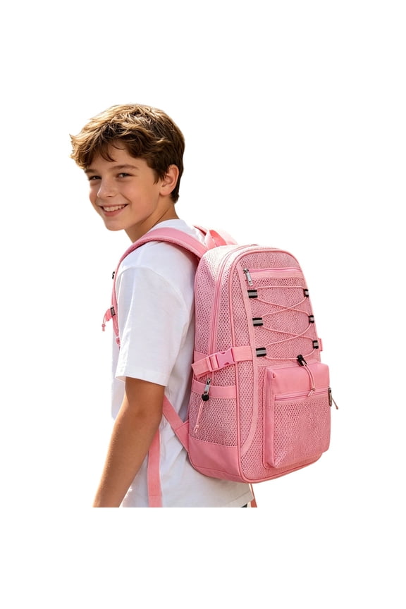 Mesh Backpack For School Heavy Duty Back To Schoo See Through Net Bookbag Semi-Transparent Net Back Pack For Beach Travel