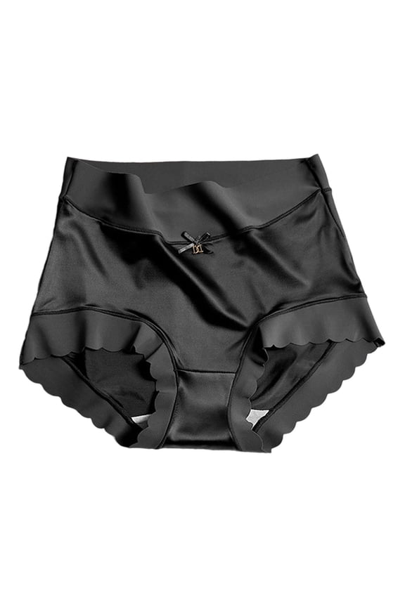 Seamless Underwear For Women No Show Full Coverage Briefs Soft Lace Waistband Underwear Fashion Seamless Panties Baggy Black XXL