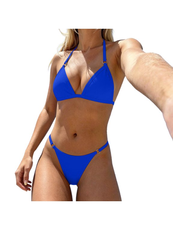 Thong Bikini Sets for Women Two Piece Swimsuits Bathing Suit Triangle Top String Swim Suits 2026 M Blue