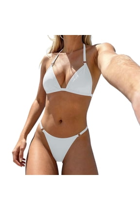 Thong Bikini Sets for Women Two Piece Swimsuits Bathing Suit Triangle Top String Swim Suits 2026 XL White