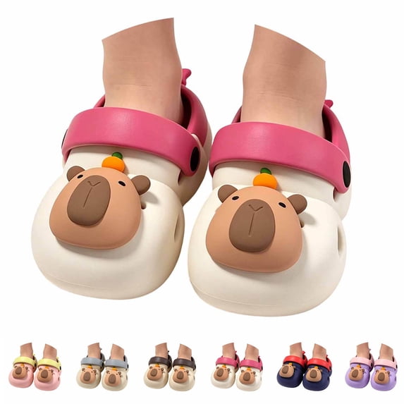 MDUKONU Toddler Boys Girls Garden Clogs Cartoon Slides Shoes On Slipper Water Sandals for Little Kids Hot Pink