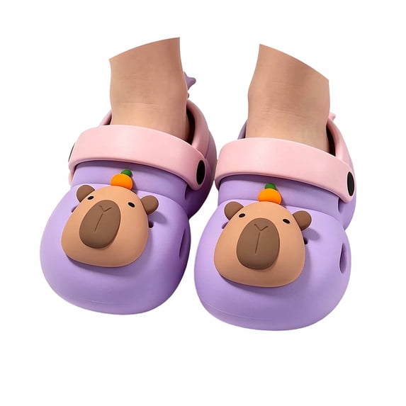 MDUKONU Toddler Boys Girls Garden Clogs Cartoon Slides Shoes On Slipper Water Sandals for Little Kids Purple