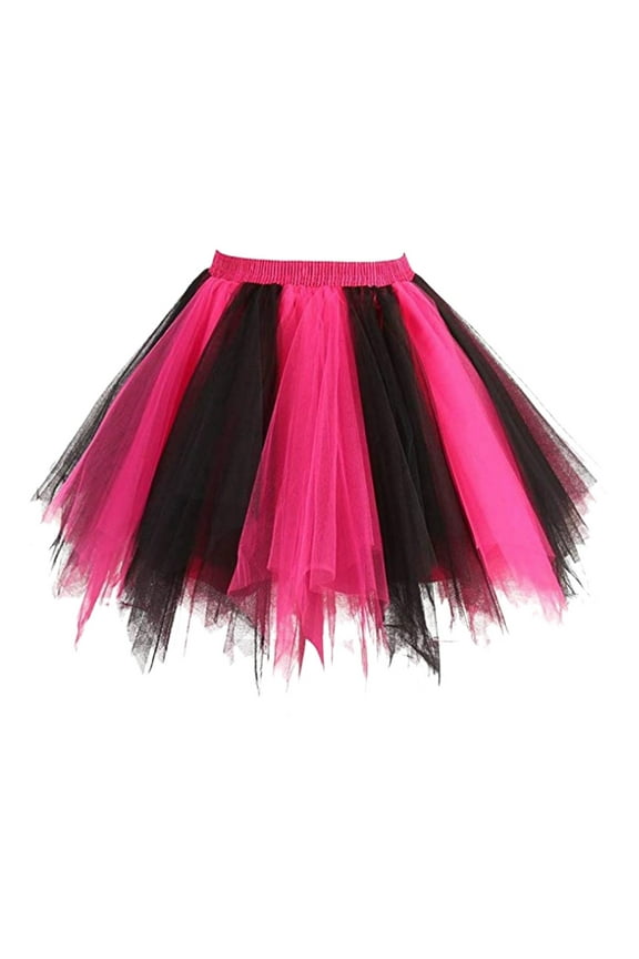 Woman Tutu Skirt Mixed Color Skirt Supporting Photography Skirt Wedding Dress Hot Pink XL