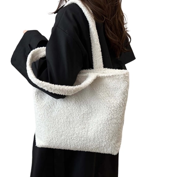 MDUKONU Women Plush Shoulder Bag Large Tote Handbag Purse Shopping Dating Bag