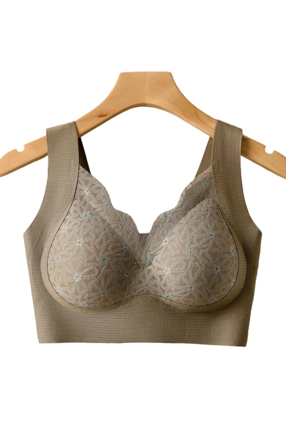 Women’s Bras Wireless Jelly Bras for Women No Underwire with Support Brown L