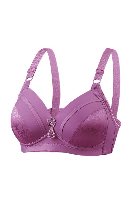 Women’s Bras Women's Wireless Seamless Matte Mini Rib Bra Purple 95C