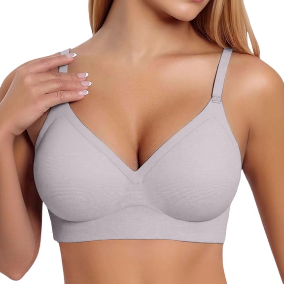 MDUKONU Women’s Bras Womens Wireless Bra, Smooth Comfort Full Coverage Bra, Foam Cups, Convertible Bra Straps Purple L
