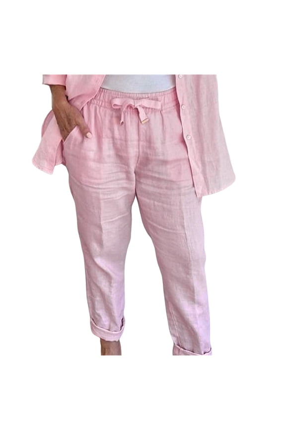 Women's Breathable Casual Trousers Straight Leg Breathable Fade Resistant Red S