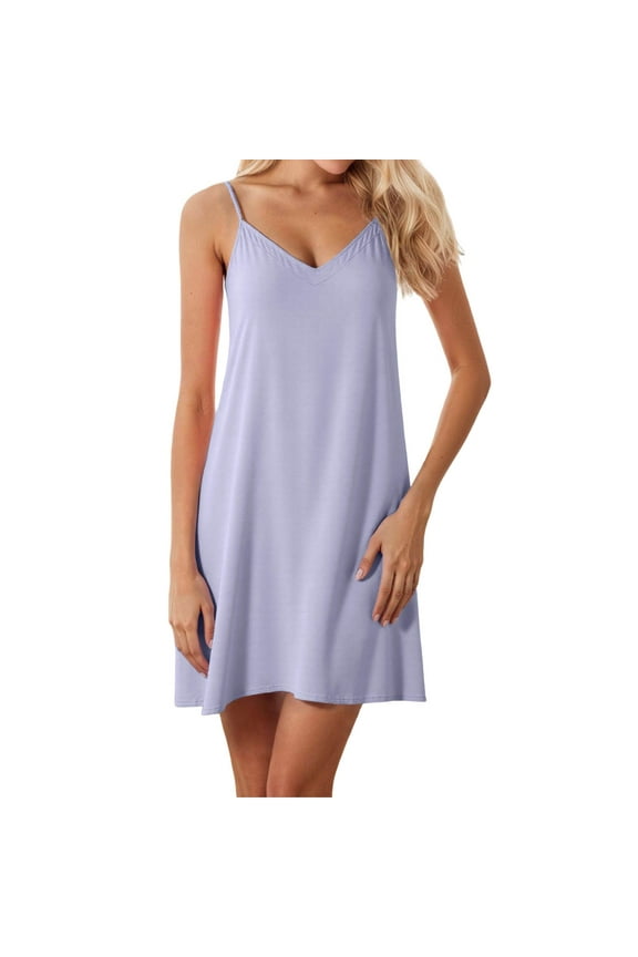 Women's Breathable Nightgown Comfy Flowy Sleepshirts Blue XXL