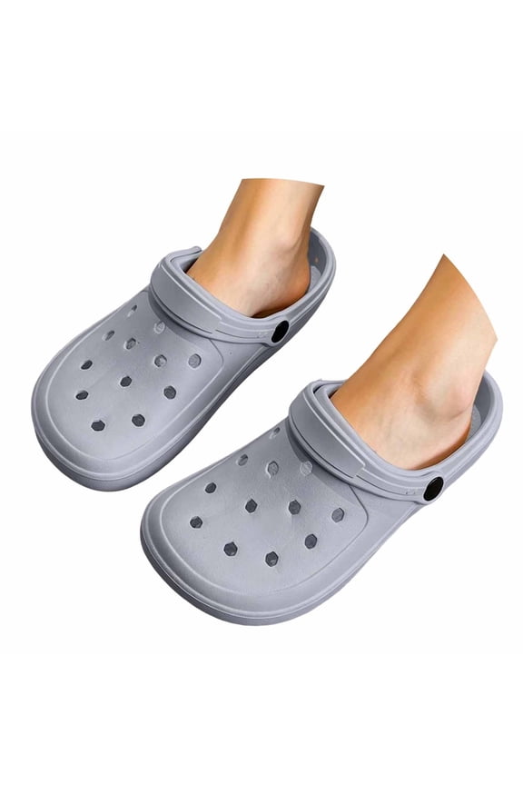 Women’s Classic Clogs with Back Strap – Lightweight Non Slip Slip-On Comfort Shoes, Low Heel Casual Garden & Indoor Clogs Size: 8 Grey