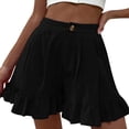 thumbnail image 1 of MDUKONU Women's Classic Linen Shorts Breathable Straight Leg Shrink Resistant Black L, 1 of 5