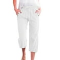 thumbnail image 1 of MDUKONU Women's Comfy Linen Trousers Drawstring Comfy Fade Resistant White XXL, 1 of 4