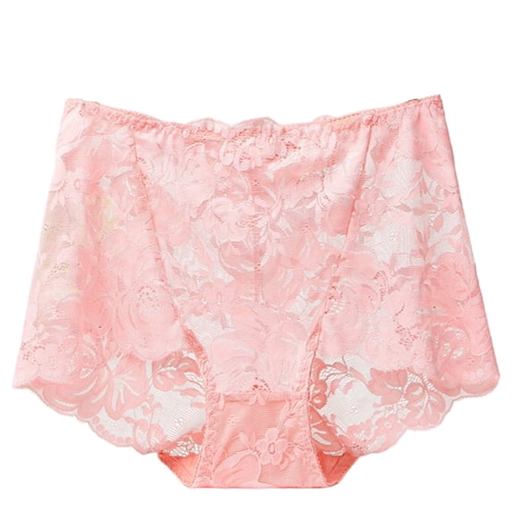 MDUKONU Women's High Waisted Brief Lace Panties Plus Size Panties Soft Stretch Tummy Control Underwear Full Coverage Briefs Size: XXXXL Light Pink