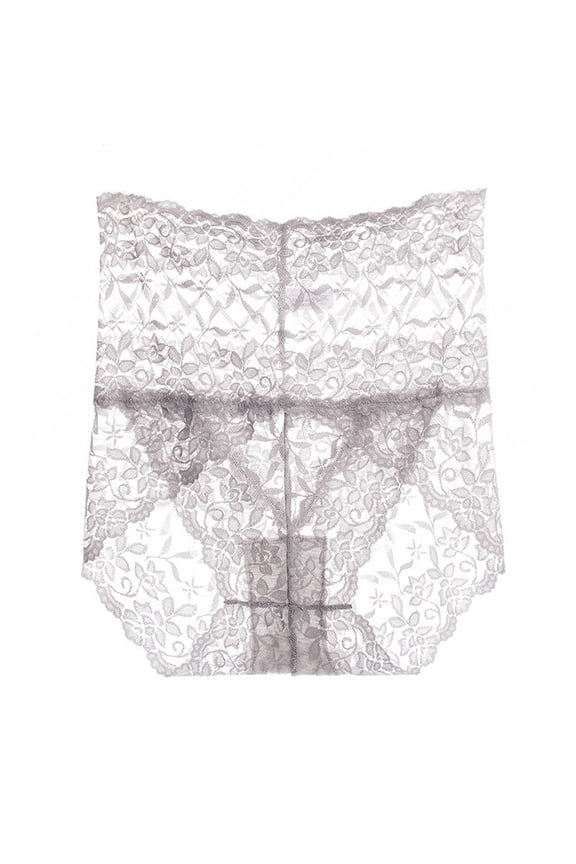 Women's Lace Knickers See Through Underwear High Waist Hipster Panties Size: XXL Grey