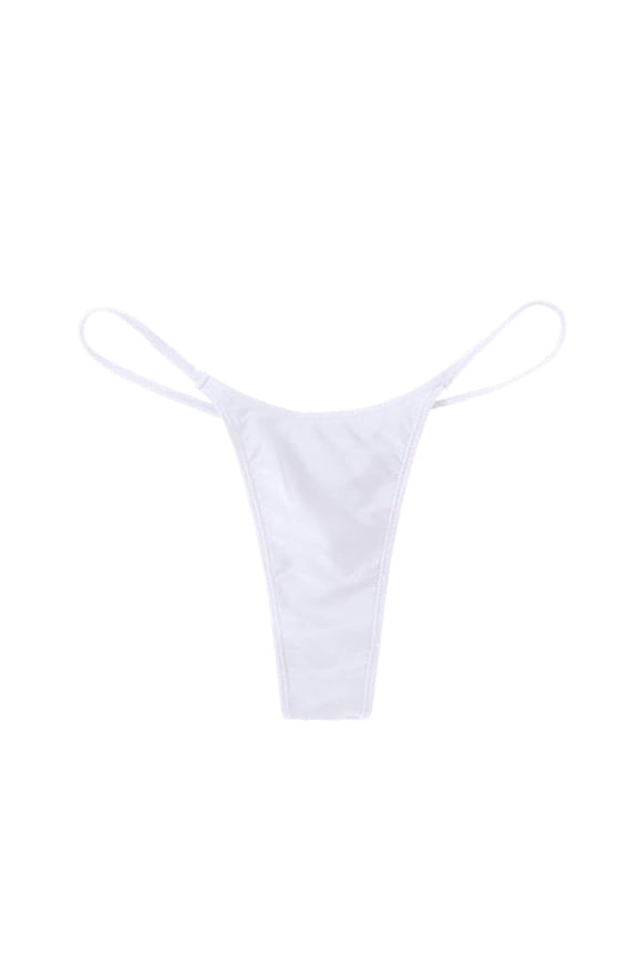 Women's Low Rise Micro Back Tiny Thong Panty White XS