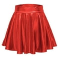 thumbnail image 1 of MDUKONU Women's Metallic Skater Skirt Sparkly Shiny Flared Pleated A Line Mini Skort Red S, 1 of 3