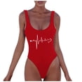 thumbnail image 1 of MDUKONU Women's Push Up One Piece Thin Strap Swimsuit Red L, 1 of 5