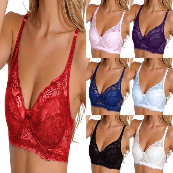 MDUKONU Women’s Sheer Lace Bra Underwire Unlined Bra Full Coverage Non Padded Red 95D