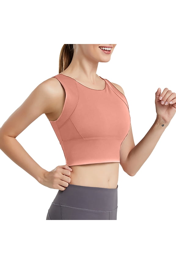 Women's Sports Bra Skin-Friendly Racerback Push Up Orange S