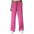 thumbnail image 1 of MDUKONU Women's Tall Linen Pants High Waisted Linen Blend Elastic Waistband Pink S, 1 of 4