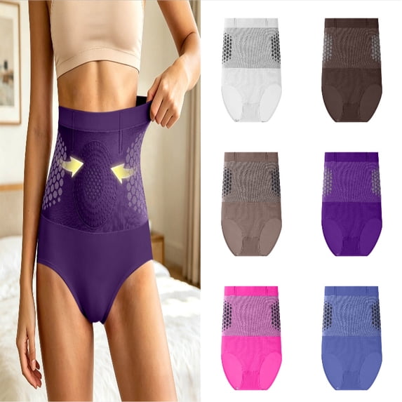 MDUKONU Women's Tummy Control Shapewear Panty,Thermal High-Waist Shaping Underwear Breathable Tummy Control Shaper for Daily Wear Purple XXXXL