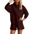 thumbnail image 1 of MDUKONU Women's Wide Leg Shorts Set Comfy Fashion Work From Home Brown S, 1 of 4